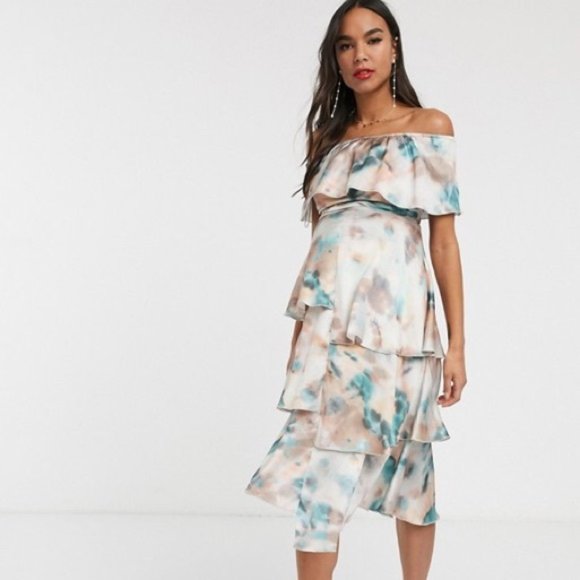 Little Mistress Maternity Marble Tiered Dress 4 - Picture 2 of 8